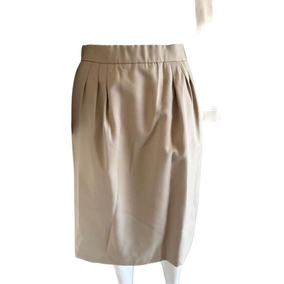 Women’s vintage 90s khaki 2 piece set S-M blazer midi pencil skirt tan - Picture 2 of 5